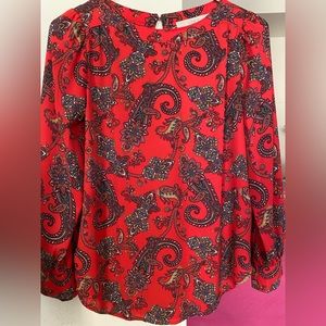 Red paisley blouse